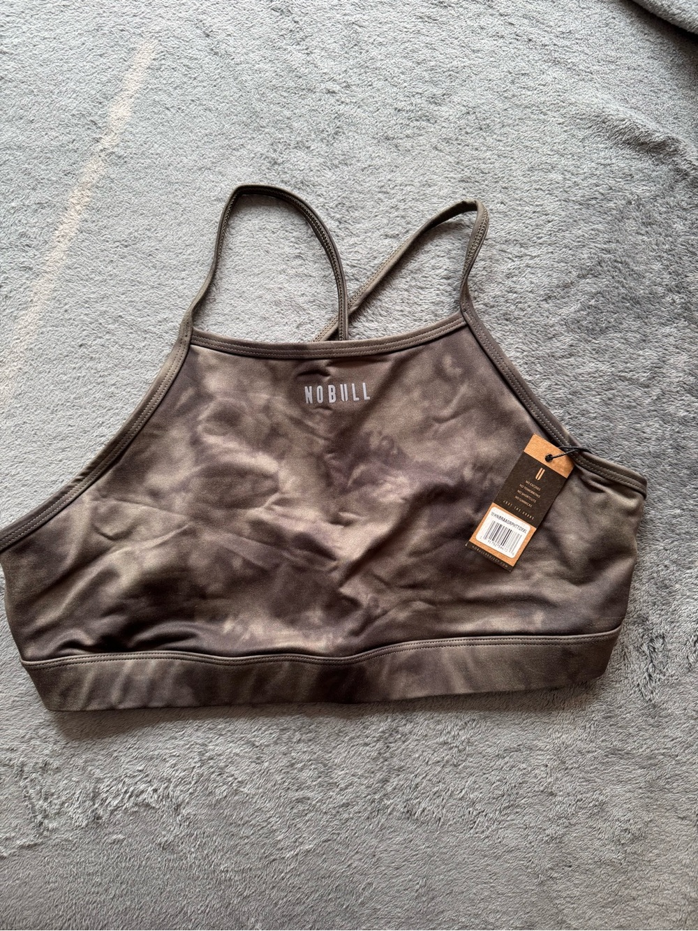NOBULL Women's Olive Tie-Dye High-Neck Strappy Sports Bra